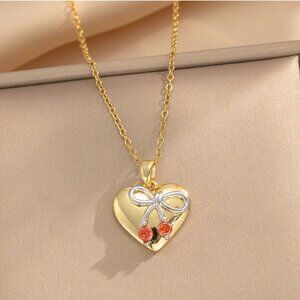 Silver or gold love cherry necklace